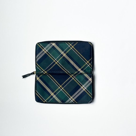Comme des Garcons Brown Fabric  Green Tartan Wallet - Picture 2 of 4